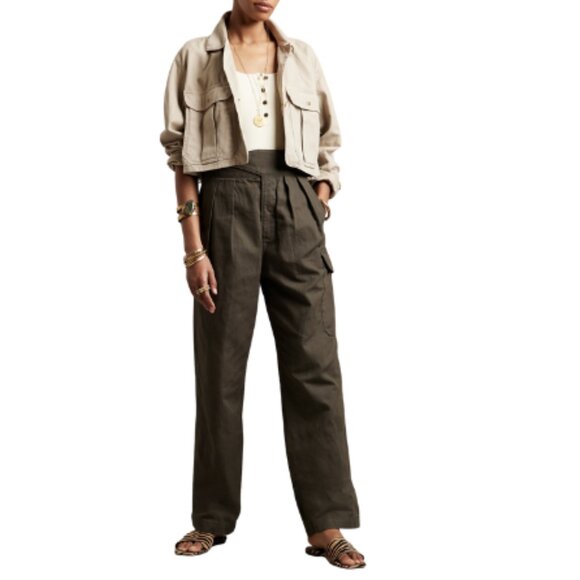 Banana Republic Womens 14 Heritage Explorer Pant Cotton Linen Wide Leg - Picture 1 of 14